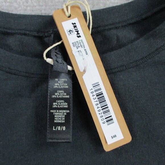 SKIMS Cotton Jersey T Shirt Womens Large Soot Black Short Sleeve Casual Crewneck - Picture 4 of 8